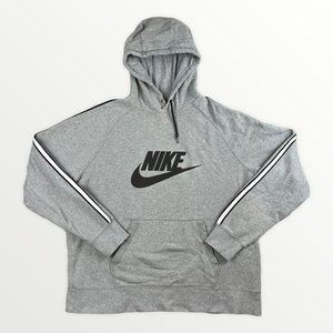 Nike Casual Sporty Grey Hoodie Pullover Huge Spellout XXL